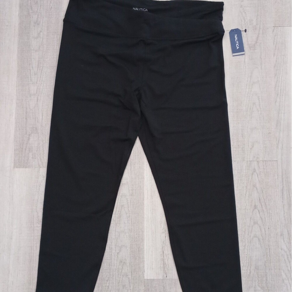 Nautica Women’s Black Ankle Yoga Leggings Stretch Elastic Waist Solid XXL
